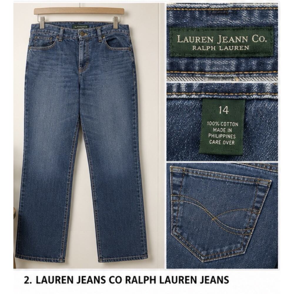 Lauren Jeans Co Ralph Lauren Blue Straight Leg Denim Jeans Womens 14